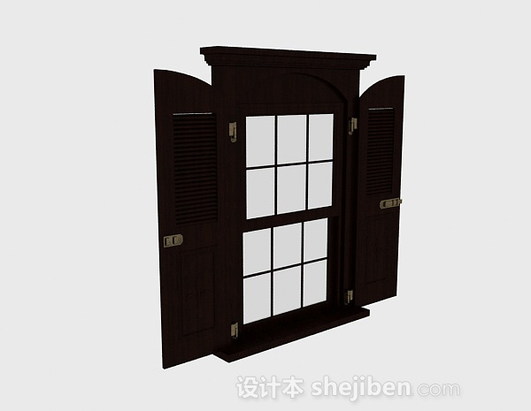 欧式风格木质百叶窗3d模型下载