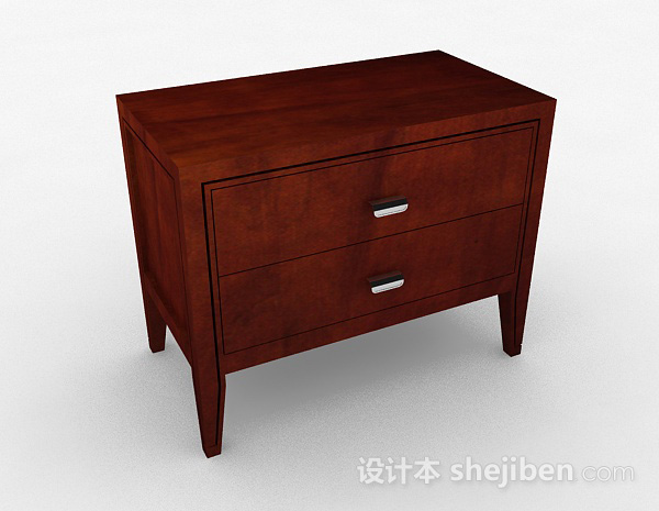 木质棕色简约床头柜3d模型下载