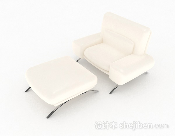 免费米黄色简约单人沙发3d模型下载