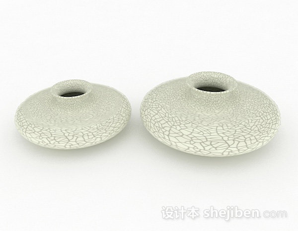 中式风格中式风格白色斑纹大肚花瓶3d模型下载