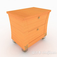 黄色木质床头柜3d模型下载