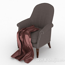 美式棕色单人沙发3d模型下载