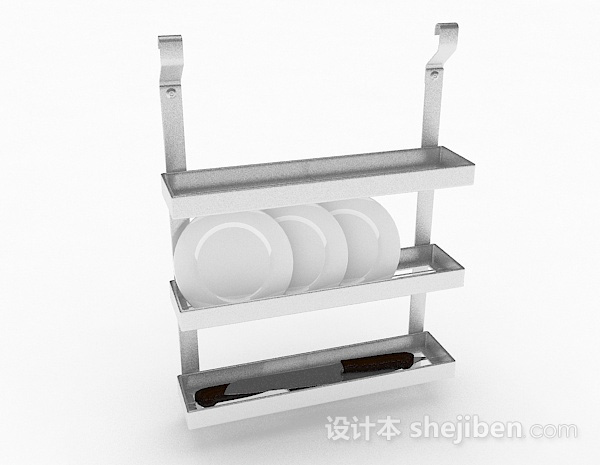 白色餐盘架子3d模型下载