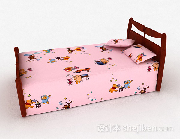 设计本粉色儿童床3d模型下载