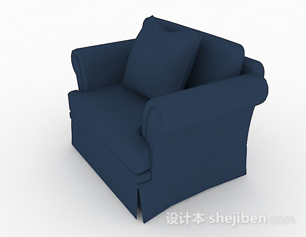 现代风格蓝色简约家居单人沙发3d模型下载