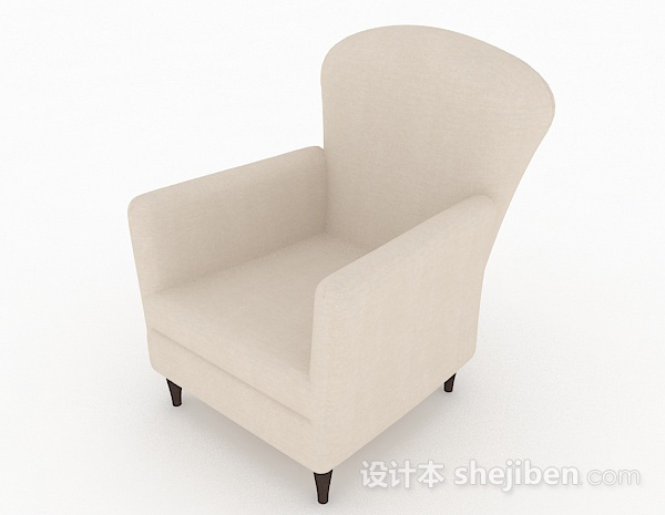 北欧米白色简约单人沙发3d模型下载
