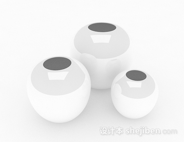 现代风格组合白色大肚花瓶3d模型下载