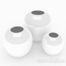 现代风格组合白色大肚花瓶3d模型下载