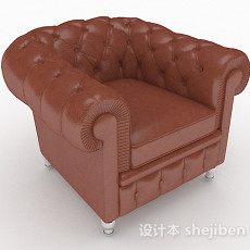 欧式棕色家居单人沙发3d模型下载