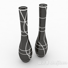 现代时尚黑色组合直口花瓶3d模型下载