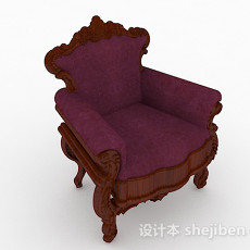 欧式复古木质单人沙发3d模型下载