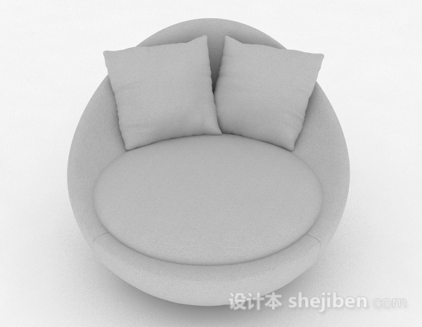 现代风格灰色休闲单人沙发3d模型下载
