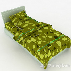 绿色单人床3d模型下载