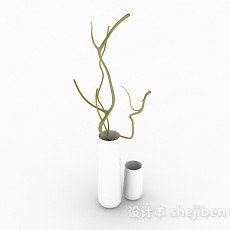 现代时尚白色直筒花瓶3d模型下载