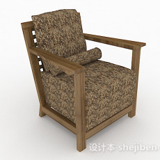 田园棕色单人沙发3d模型下载