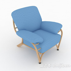 田园清新蓝色单人沙发3d模型下载