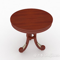 圆形木质餐桌3d模型下载