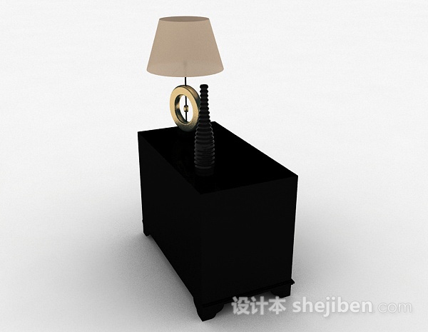 设计本黑色简约床头柜3d模型下载