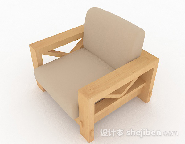 现代风格棕色休闲单人沙发3d模型下载