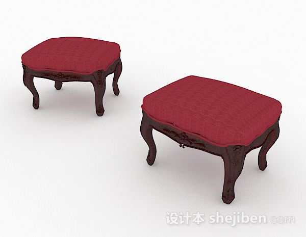 欧式红色沙发凳