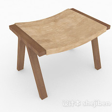 棕色木质休闲凳子3d模型下载