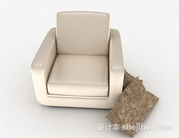 现代风格米白色简约单人沙发3d模型下载