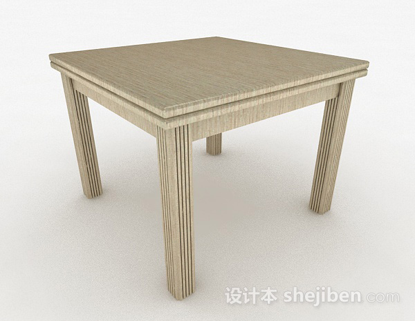 浅棕色木质餐桌3d模型下载
