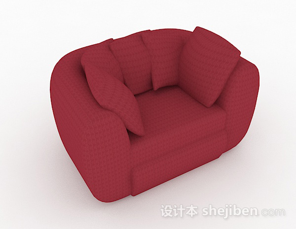红色简约休闲单人沙发