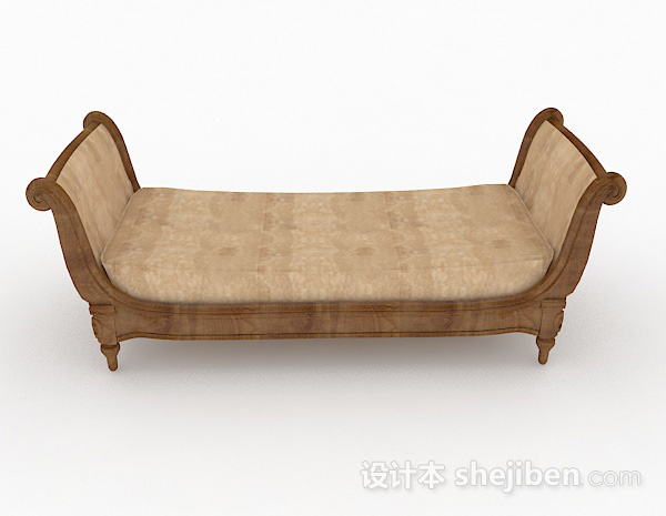 中式风格中式风格木质长款脚凳沙发3d模型下载