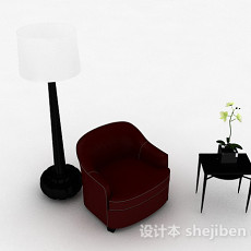 红色家居单人沙发3d模型下载