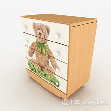 卡通玩具熊家居床头柜3d模型下载