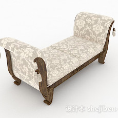 欧式风格白色花纹床脚凳3d模型下载
