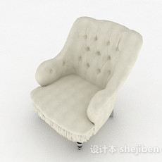 欧式白色单人沙发3d模型下载