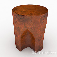 木质棕色休闲凳子3d模型下载