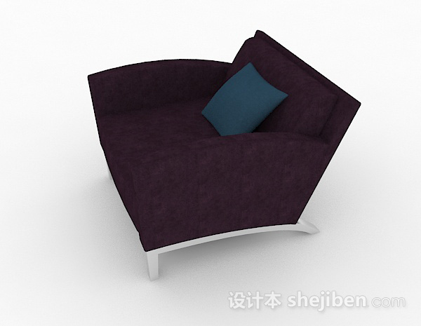 设计本深紫色家居简约单人沙发3d模型下载