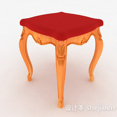 红色休闲凳子3d模型下载