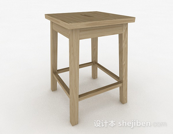 木质简约家居凳子3d模型下载