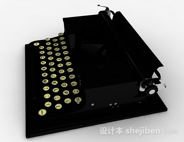免费美式复古打字机3d模型下载