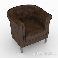 美式棕色家居单人沙发3d模型下载