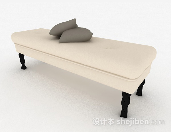 现代风格米白色木质脚凳沙发