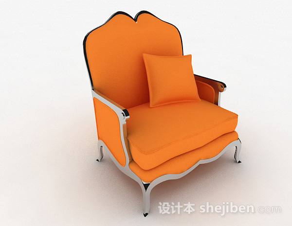 免费欧式橙色家居单人沙发3d模型下载