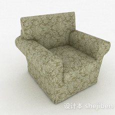 田园绿色花纹单人沙发3d模型下载