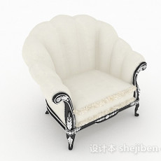 欧式白色单人沙发3d模型下载