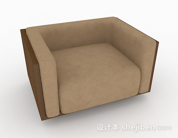 棕色简约木质单人沙发3d模型下载