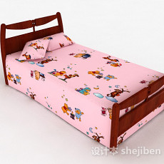 粉色儿童床3d模型下载