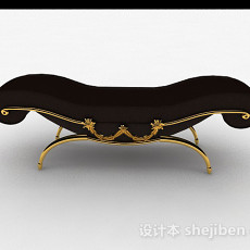 欧式风格黑色沙发脚凳3d模型下载