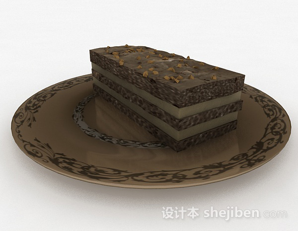 设计本棕色巧克力蛋糕甜品3d模型下载