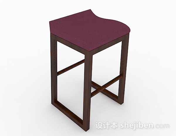 紫色木质简约休闲椅3d模型下载