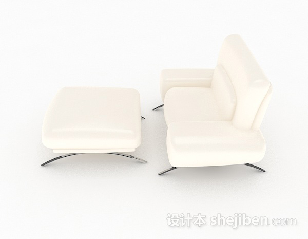 设计本米黄色简约单人沙发3d模型下载