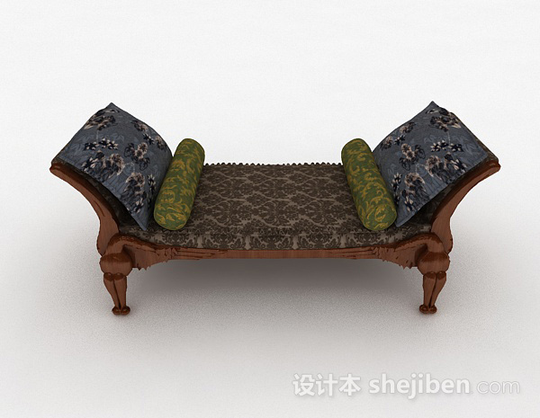 中式风格中式风格奢华脚凳沙发3d模型下载